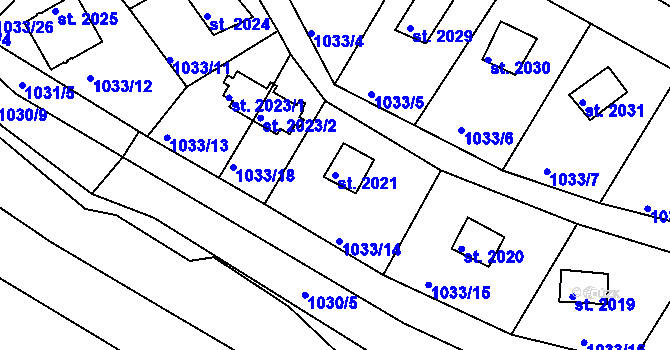 Parcela st. 2021 v KÚ Lanškroun, Katastrální mapa