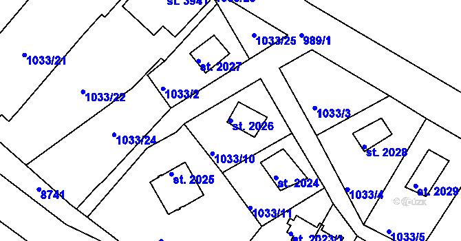 Parcela st. 2026 v KÚ Lanškroun, Katastrální mapa