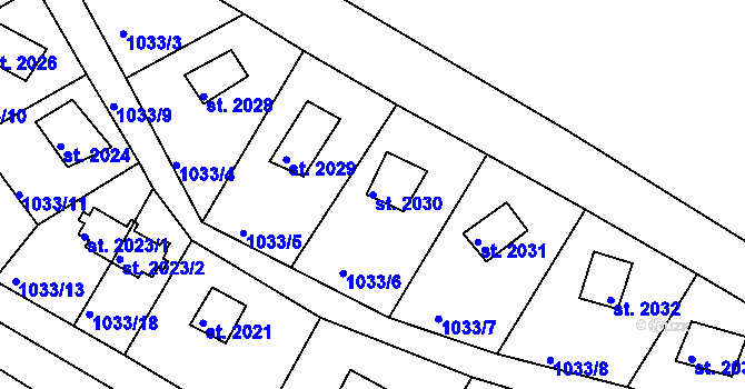 Parcela st. 2030 v KÚ Lanškroun, Katastrální mapa