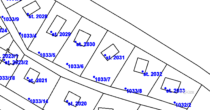 Parcela st. 2031 v KÚ Lanškroun, Katastrální mapa