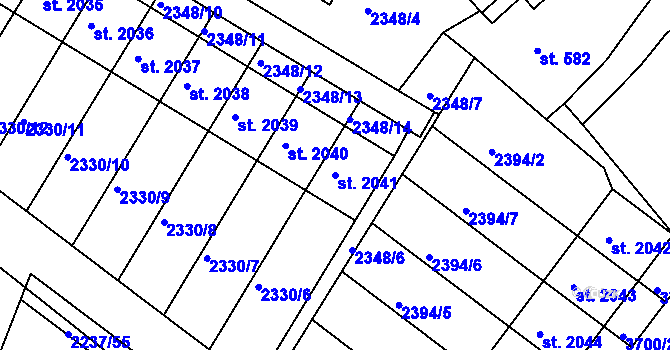 Parcela st. 2041 v KÚ Lanškroun, Katastrální mapa