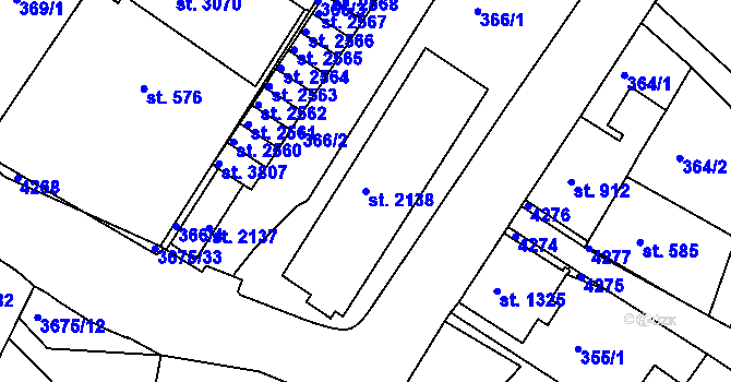 Parcela st. 2138 v KÚ Lanškroun, Katastrální mapa
