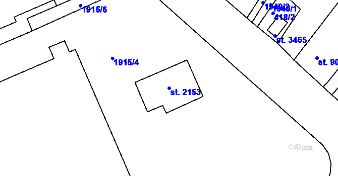 Parcela st. 2153 v KÚ Lanškroun, Katastrální mapa