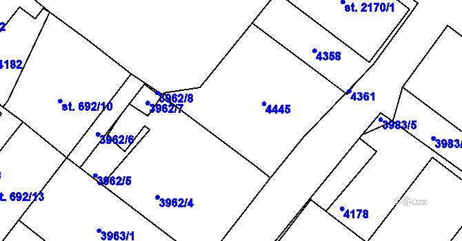Parcela st. 2170/7 v KÚ Lanškroun, Katastrální mapa
