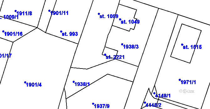 Parcela st. 2221 v KÚ Lanškroun, Katastrální mapa