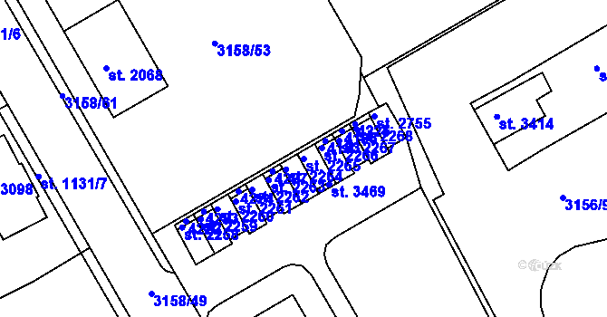 Parcela st. 2265 v KÚ Lanškroun, Katastrální mapa