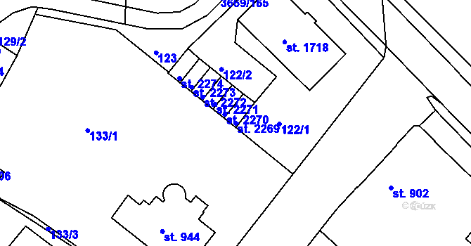 Parcela st. 2269 v KÚ Lanškroun, Katastrální mapa