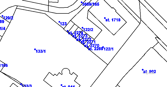 Parcela st. 2270 v KÚ Lanškroun, Katastrální mapa