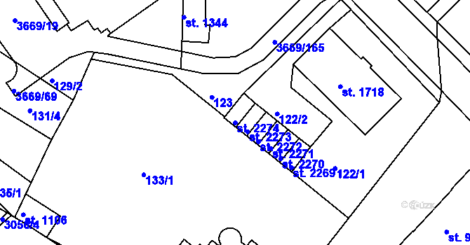 Parcela st. 2274 v KÚ Lanškroun, Katastrální mapa