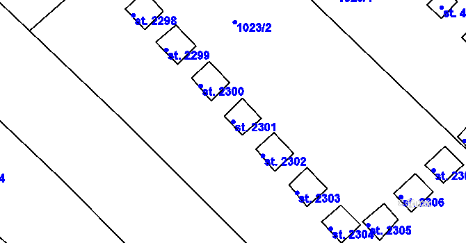 Parcela st. 2301 v KÚ Lanškroun, Katastrální mapa