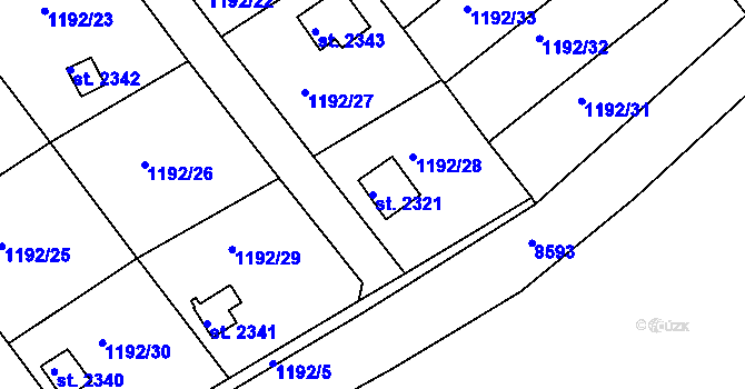 Parcela st. 2321 v KÚ Lanškroun, Katastrální mapa