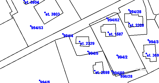 Parcela st. 2329 v KÚ Lanškroun, Katastrální mapa