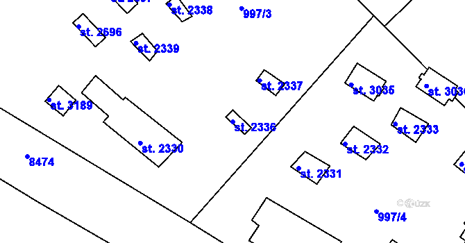 Parcela st. 2336 v KÚ Lanškroun, Katastrální mapa