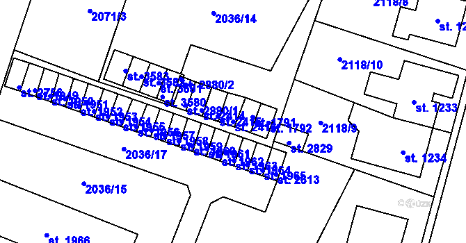 Parcela st. 2416 v KÚ Lanškroun, Katastrální mapa