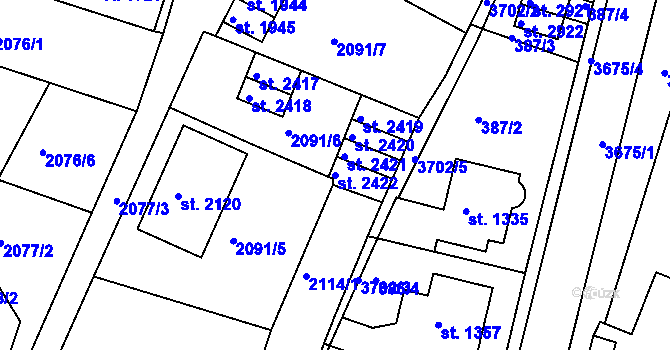 Parcela st. 2422 v KÚ Lanškroun, Katastrální mapa