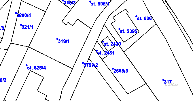 Parcela st. 2431 v KÚ Lanškroun, Katastrální mapa