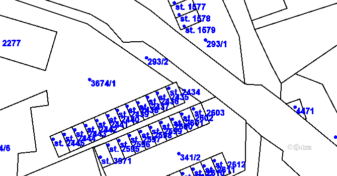 Parcela st. 2434 v KÚ Lanškroun, Katastrální mapa