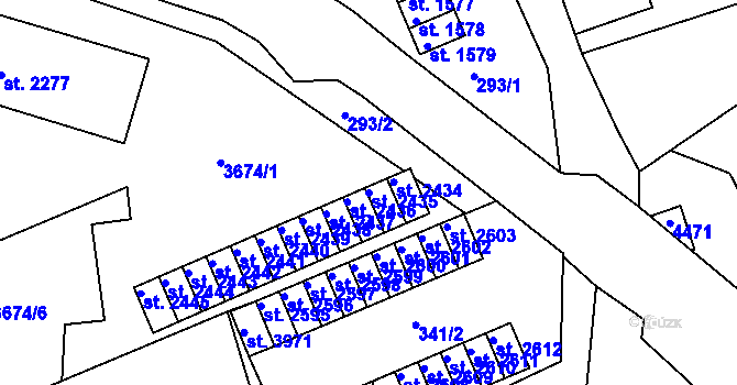 Parcela st. 2435 v KÚ Lanškroun, Katastrální mapa