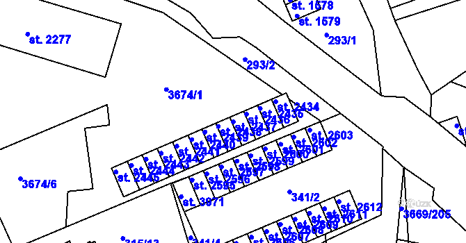 Parcela st. 2437 v KÚ Lanškroun, Katastrální mapa