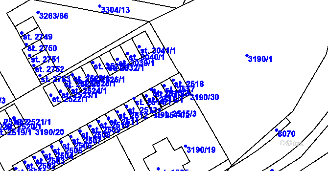 Parcela st. 2517 v KÚ Lanškroun, Katastrální mapa