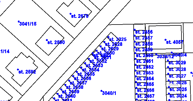 Parcela st. 2530 v KÚ Lanškroun, Katastrální mapa