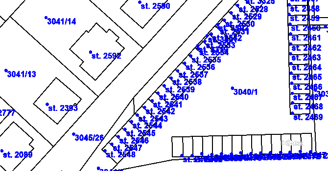 Parcela st. 2539 v KÚ Lanškroun, Katastrální mapa