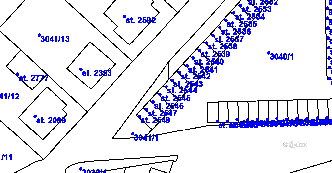 Parcela st. 2544 v KÚ Lanškroun, Katastrální mapa