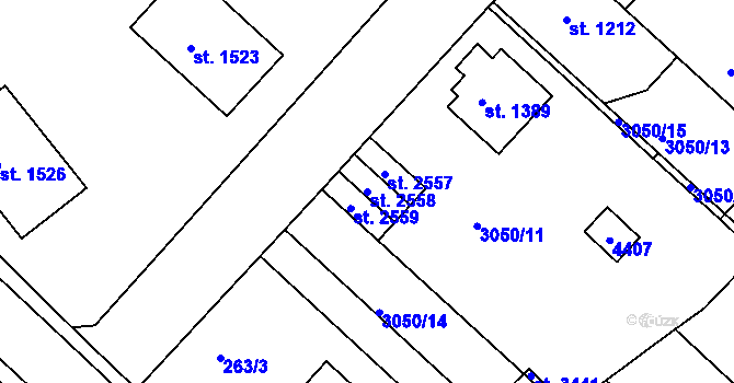 Parcela st. 2558 v KÚ Lanškroun, Katastrální mapa
