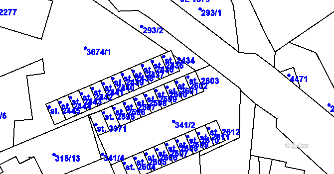 Parcela st. 2601 v KÚ Lanškroun, Katastrální mapa