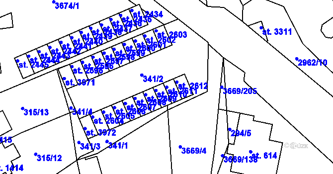 Parcela st. 2611 v KÚ Lanškroun, Katastrální mapa