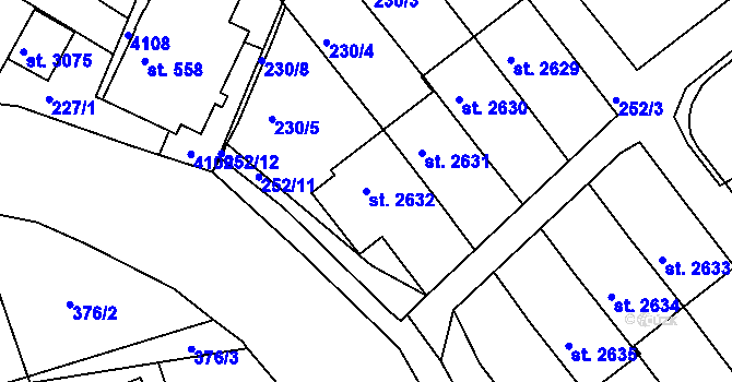 Parcela st. 2632 v KÚ Lanškroun, Katastrální mapa