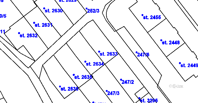 Parcela st. 2633 v KÚ Lanškroun, Katastrální mapa
