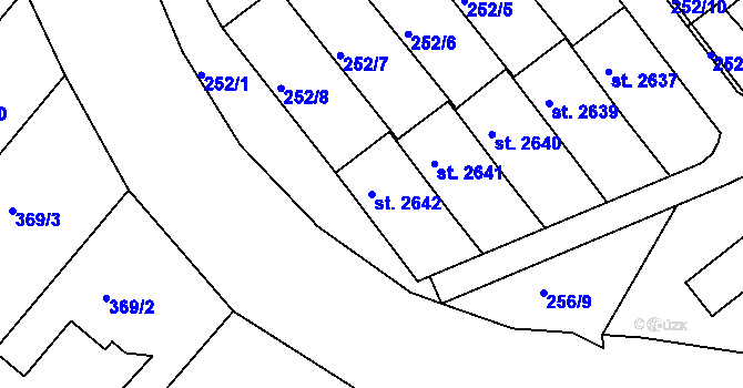 Parcela st. 2642 v KÚ Lanškroun, Katastrální mapa