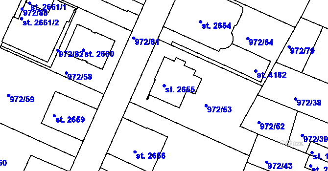 Parcela st. 2655 v KÚ Lanškroun, Katastrální mapa