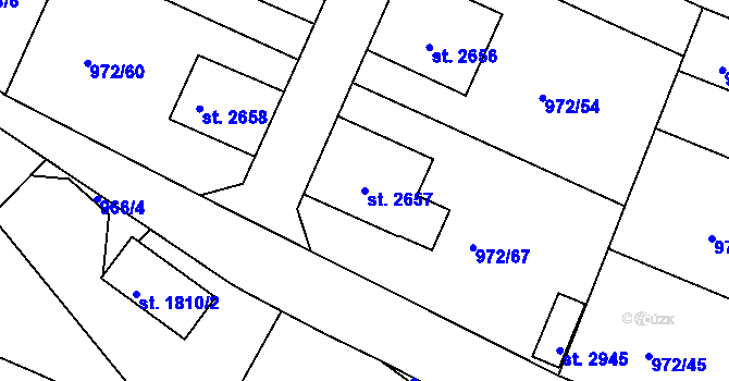 Parcela st. 2657 v KÚ Lanškroun, Katastrální mapa