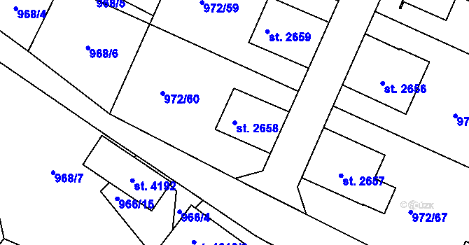Parcela st. 2658 v KÚ Lanškroun, Katastrální mapa