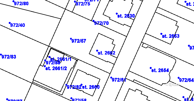 Parcela st. 2662 v KÚ Lanškroun, Katastrální mapa