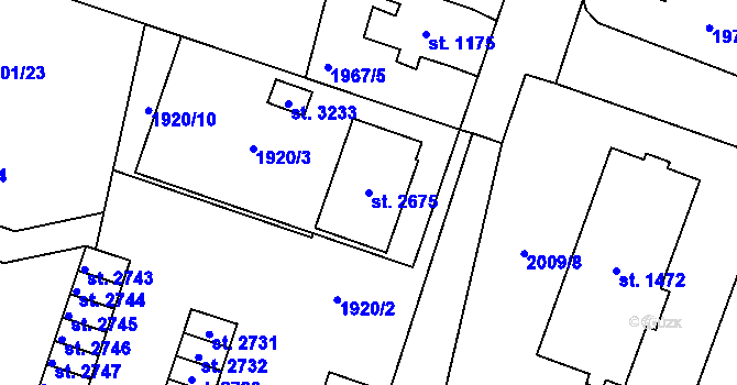 Parcela st. 2675 v KÚ Lanškroun, Katastrální mapa