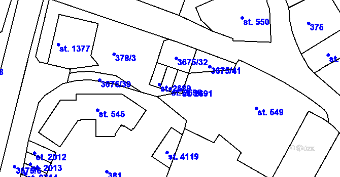 Parcela st. 2690 v KÚ Lanškroun, Katastrální mapa