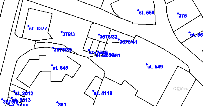 Parcela st. 2691 v KÚ Lanškroun, Katastrální mapa