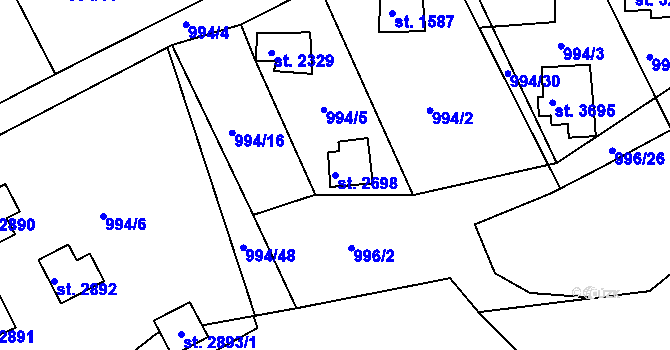 Parcela st. 2698 v KÚ Lanškroun, Katastrální mapa