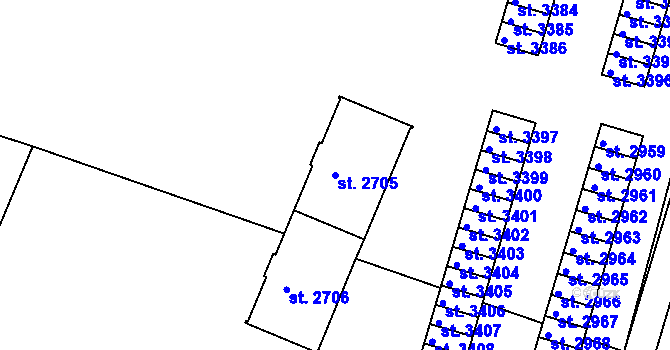 Parcela st. 2705 v KÚ Lanškroun, Katastrální mapa