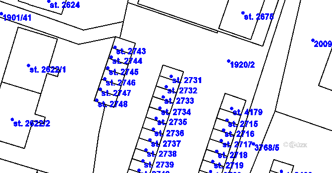 Parcela st. 2732 v KÚ Lanškroun, Katastrální mapa