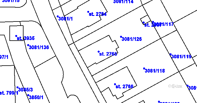 Parcela st. 2765 v KÚ Lanškroun, Katastrální mapa