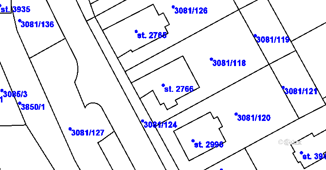 Parcela st. 2766 v KÚ Lanškroun, Katastrální mapa