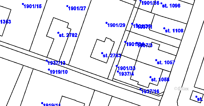 Parcela st. 2783 v KÚ Lanškroun, Katastrální mapa