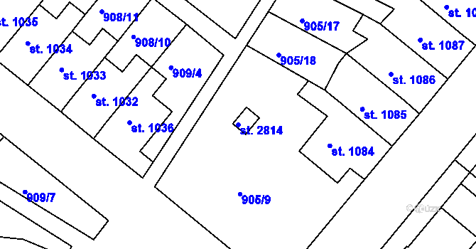 Parcela st. 2814 v KÚ Lanškroun, Katastrální mapa