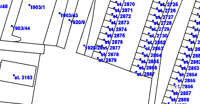 Parcela st. 2878 v KÚ Lanškroun, Katastrální mapa