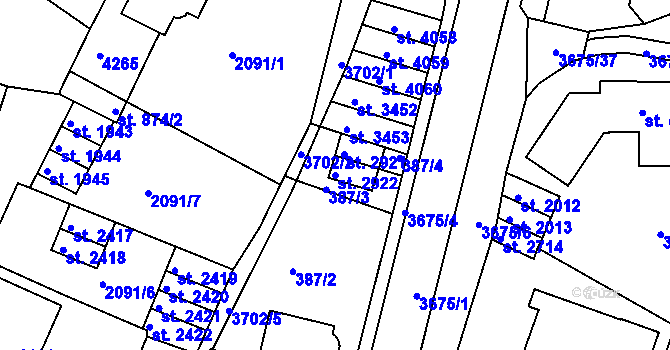 Parcela st. 2922 v KÚ Lanškroun, Katastrální mapa