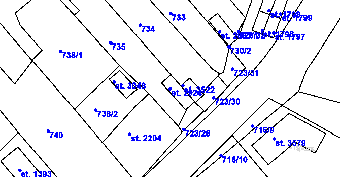 Parcela st. 2924 v KÚ Lanškroun, Katastrální mapa
